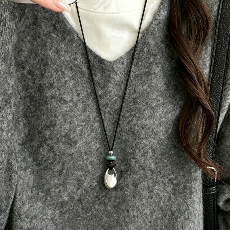 TEMU Collier long réglable pour femme avec pendentif de argenté de style coréen, nouvelle chaîne polyvalente haut de gamme 2026 pour T-shirt et pull