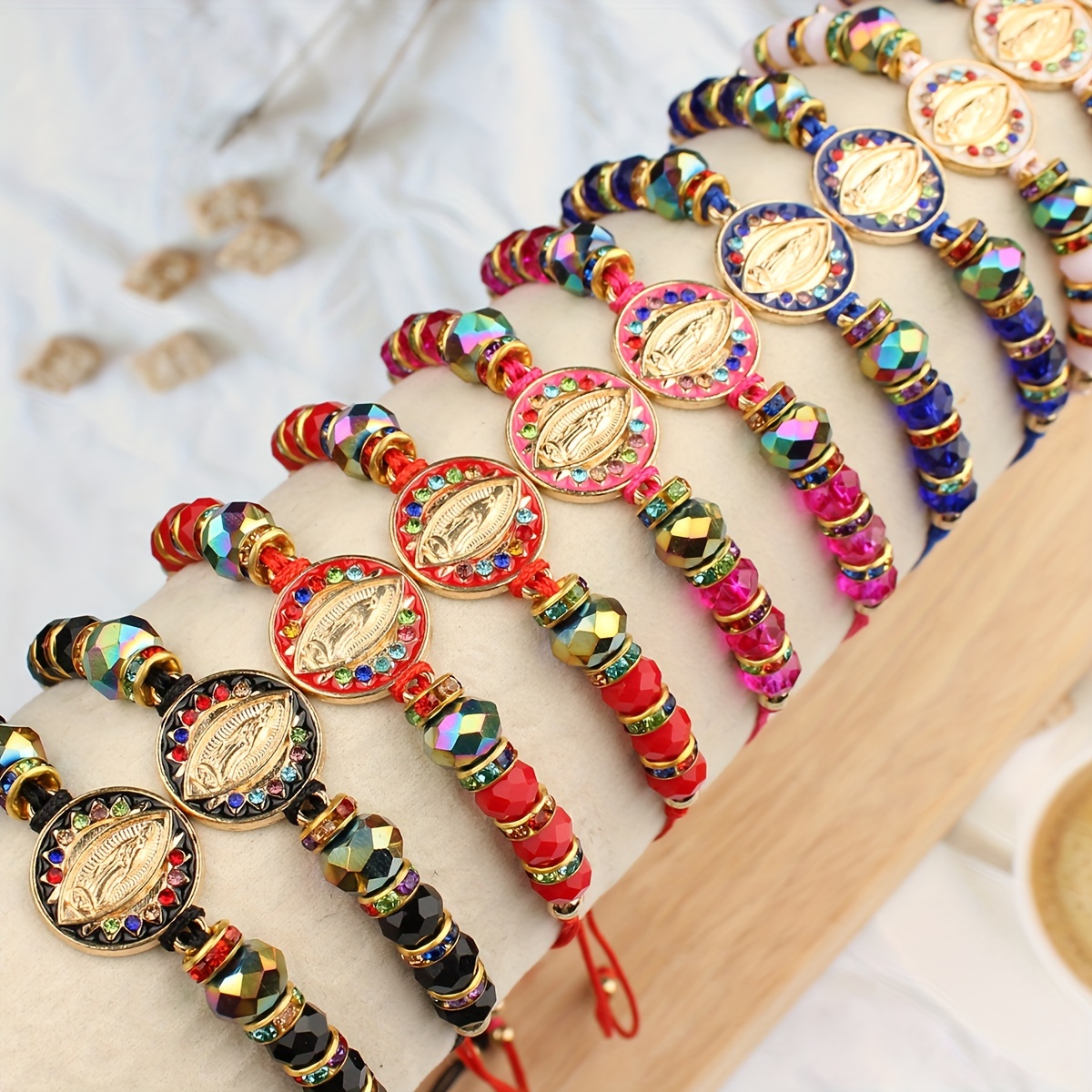 

12pcs Handcrafted Beaded Bracelet Set - Adjustable, Vintage & For Casual Attire