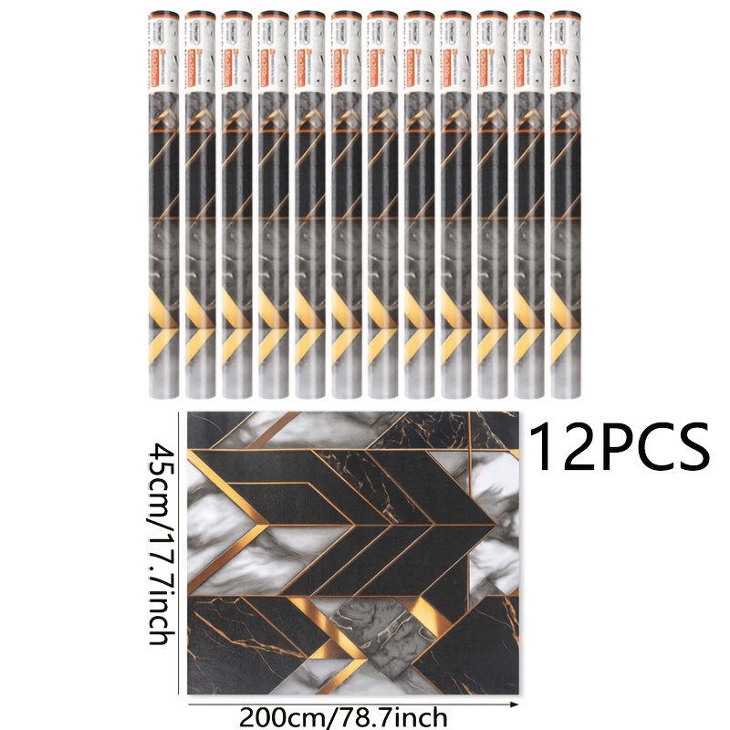 Image of 12 Rolls Of Pvc Wallpaper - 45×200cm, Decorative Film, Waterproof And Wear-resistant, , Suitable For Home, Bedroom, And Living Room, Essential For Home Renovation