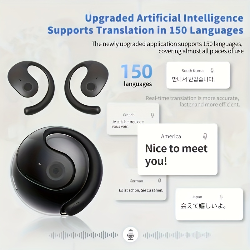 2025 AI Real-Time Translation Earbuds with Noise Cancelling and Charging Case, Smart Translator for Smartphones, Multiple Colors Available