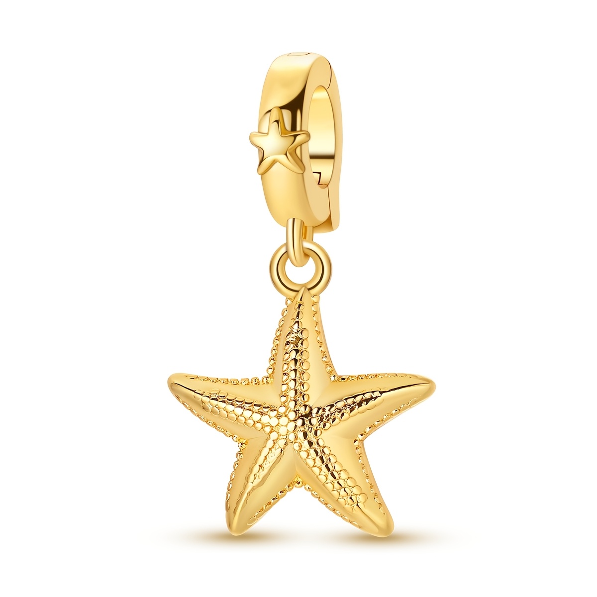 TEMU 1pc Silvery Color Charms Beads For Women Color Plating Starfish Universal Charms Jewelry Gifts Box Packaging Fits Original Bracelet & Necklace