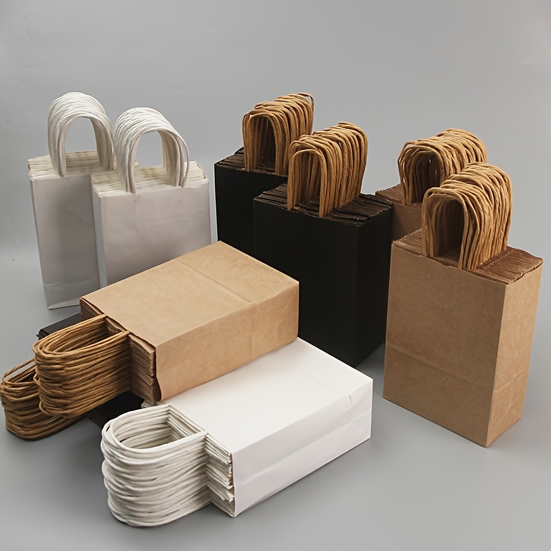 Geschenk für Sie/Ihn 15/25 Stück Kleine Mittlere Große Bulk Braun Weiße Schwarze Kraftpapierbeutel mit Griffen Geschenktüte Einkaufstüte Einzelhandelstüten Kleinunternehmerbedarf Partygeschenke
