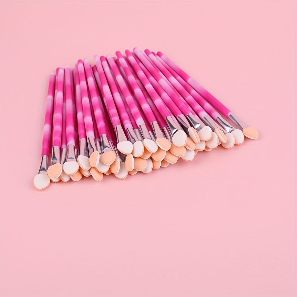 20pcs Single-head Sponge Makeup Brush With Plastic Handle, Sponge Eyeshadow Stick, Portable Eyeshadow Brush - Beauty Makeup Tools