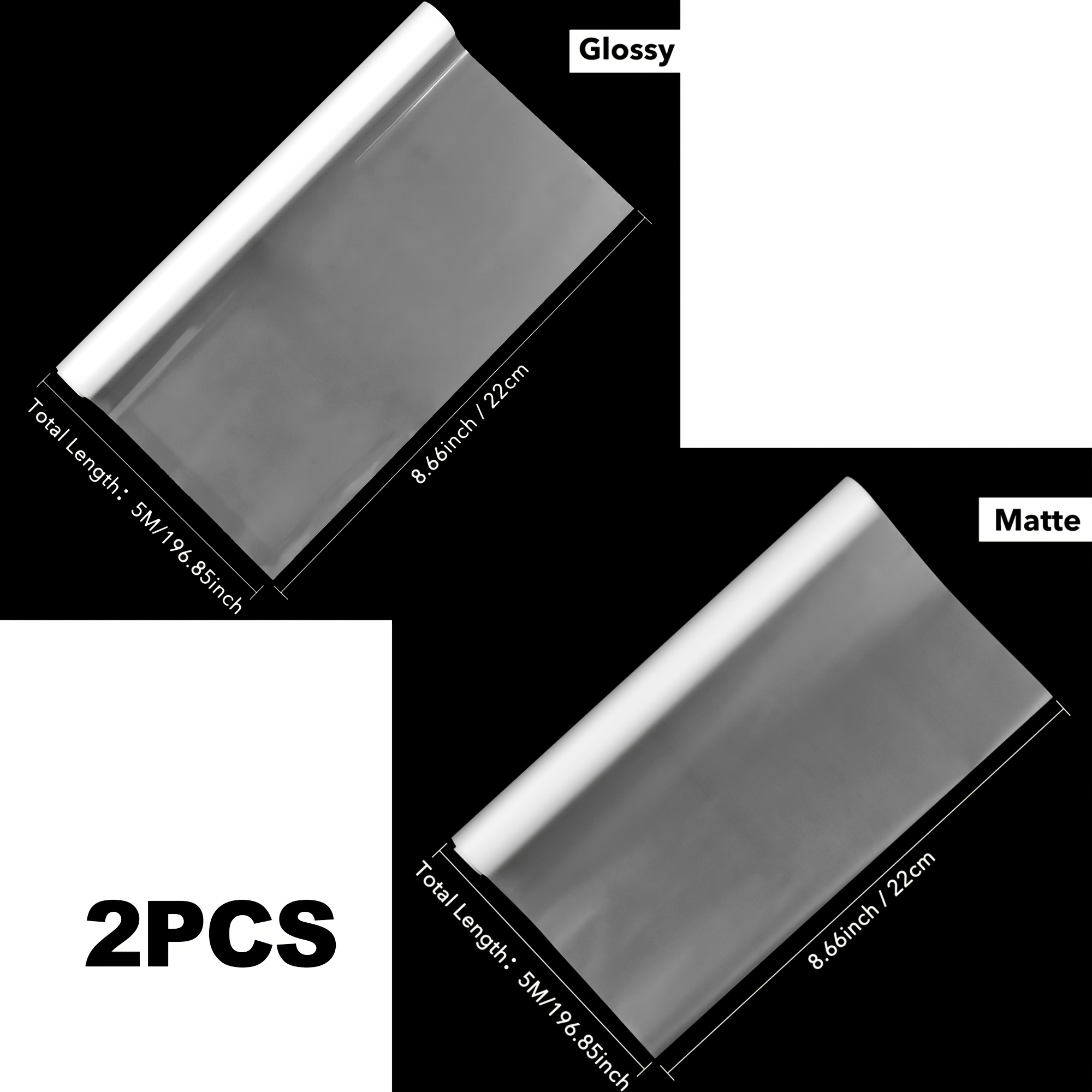 TEMU 2pcs Holographic Precoated Film 22x500cm; Clear Waterproof Scratch-proof Thermal Laminating Film Roll Compatible With For Diy Paper Crafts (not