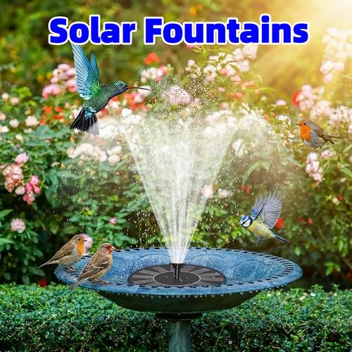 1 2w 3 5w ipx8 solar powered water fountain solar fountain bird bath pump with 6 nozzles free standing portable floating solar powered water fountain pump for garden pond pool outdoor and backyard