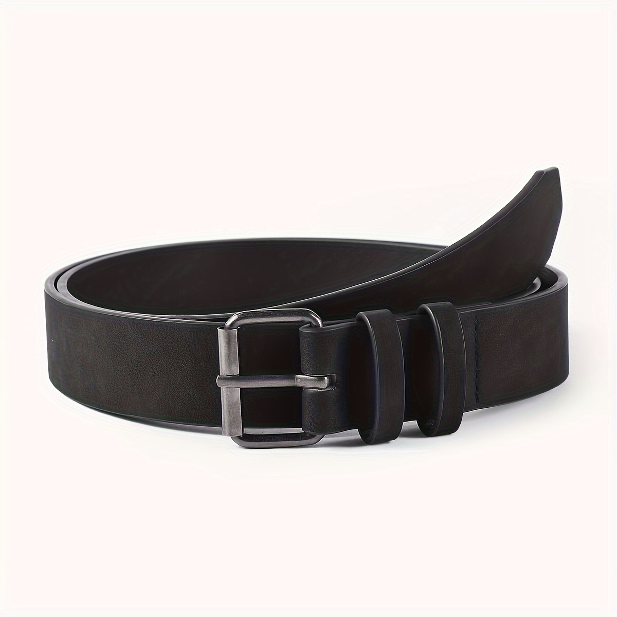 

Unisex Black Faux Leather Fashion Belt, Simple And Versatile, Western Cowboy Style, Ideal For Daily And Dressy Wear