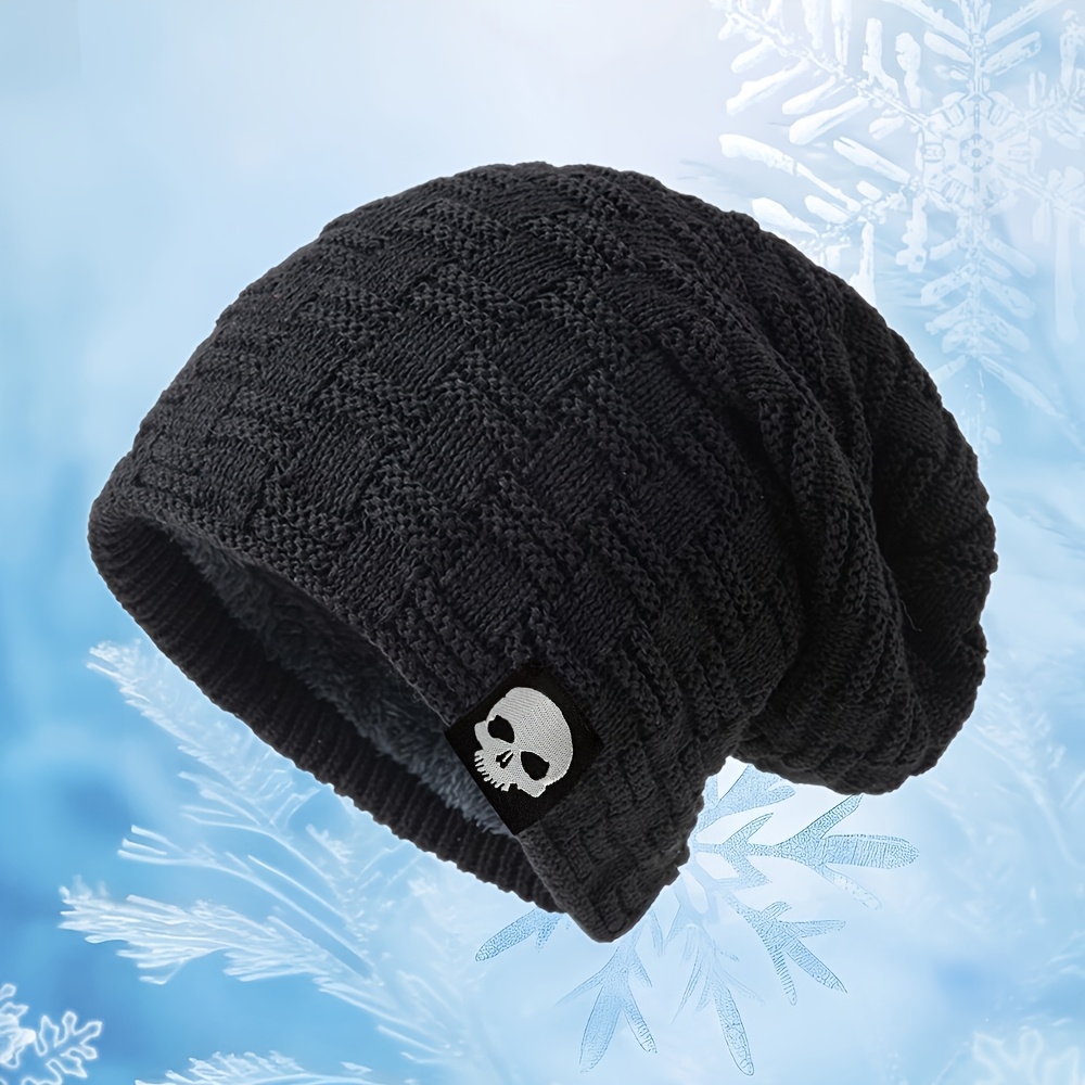 TEMU A Women's Autumn/winter And Skull Pattern Beanie, A Unisex Outdoor Warm Casual Brimless Hat, A Fashionable And Versatile Ski Hat And Cycling Cap