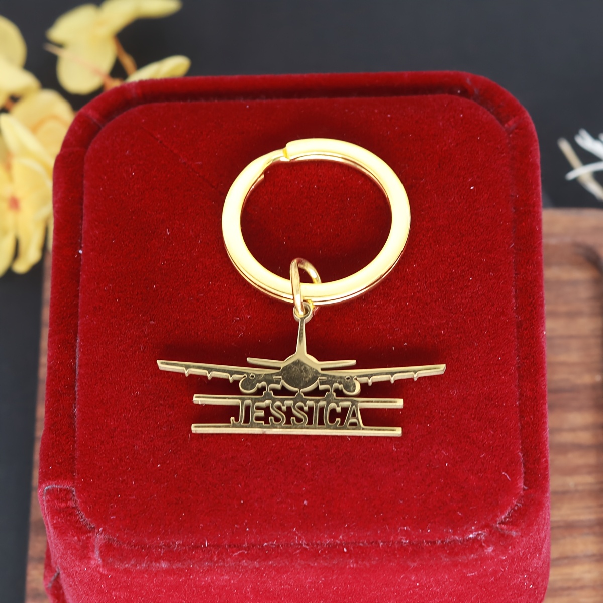 TEMU Personalized Airplanes Love Flying Or Traveling Keychain, Custom Name Keyrings, Stainless Steel Keychain For Women Men Car Handbag Diy Gifts