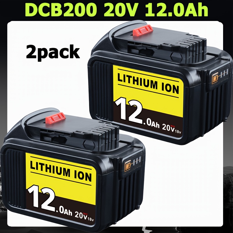 2x 12000mah 20v Replacement For 20v Compatible With 20v Battery Dcb200 Dcb210 Dcb203 Dcb206 Dcb202 Dcb204 Del1815 Fit For Battery 18v Power Tools