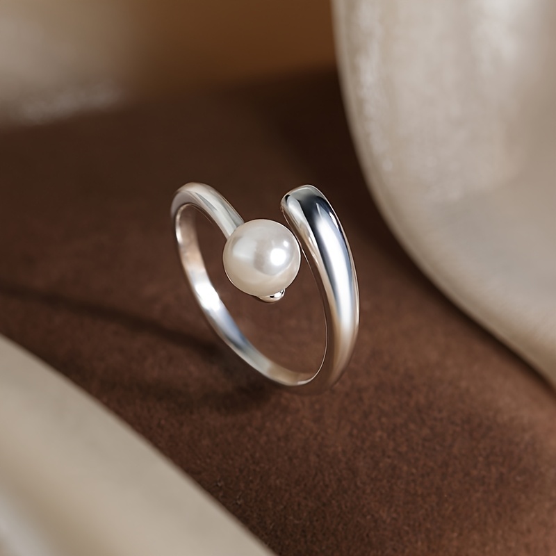 TEMU 1 anillo abierto para mujer, diseño de cruz estilo francés fácil, banda con incrustaciones de de perlas, adecuado para ocasiones y festivas,