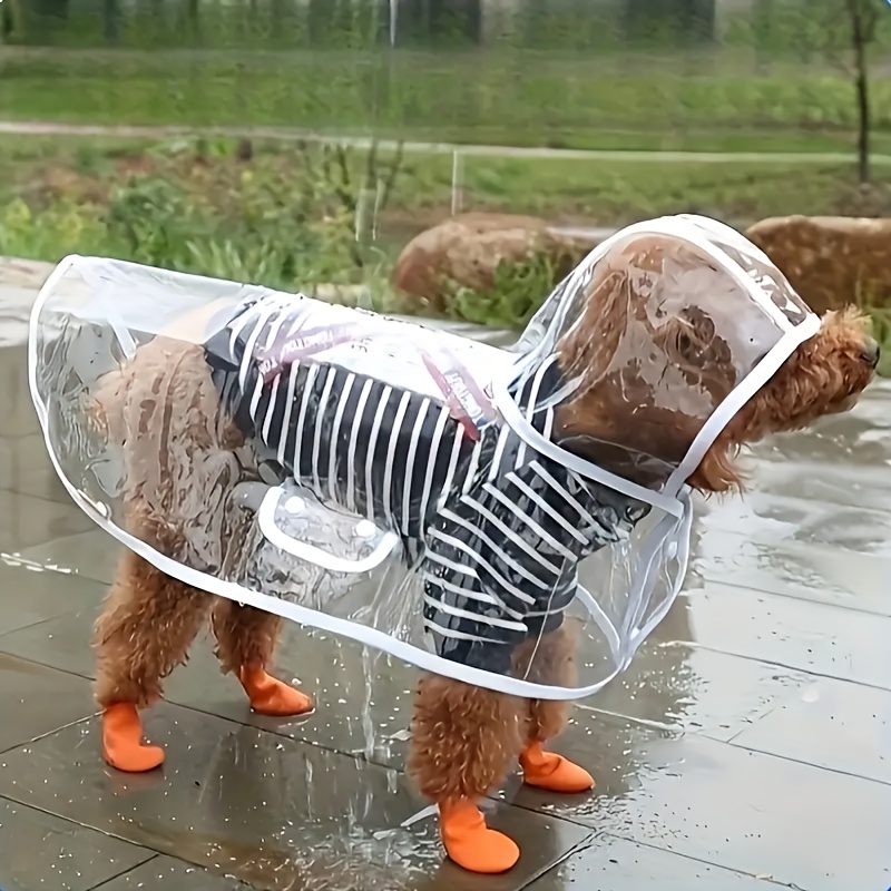 

Transparent Dog Raincoat With Adjustable Button Closure For Small, Medium, And Large Breeds