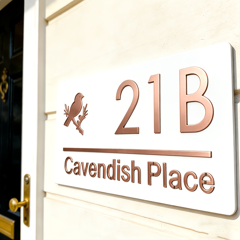 TEMU Custom | Personalized Address Plaques, Room Numbers, Mailbox Addresses | Bird-themed Design, Beautiful And Practical | Self-adhesive Backing, No