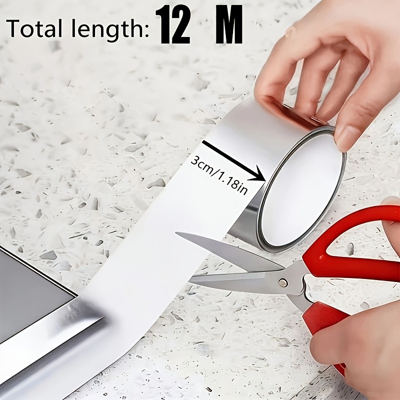 TEMU Extra-long Waterproof And Oil-proof Kitchen Sink Tape - Fireproof Aluminum Foil Sealant, Suitable For Stovetops, Dishwashers, Countertops,