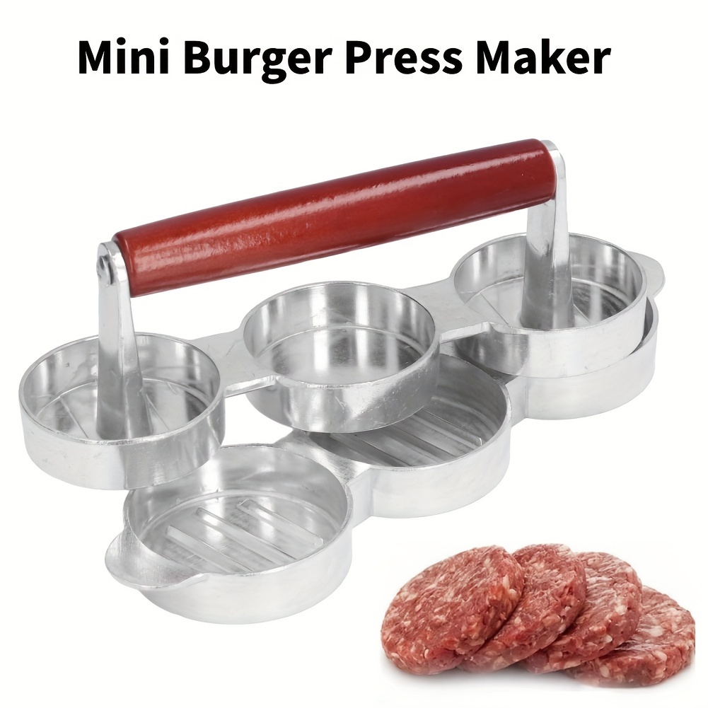 

Press Patty Maker With Wood Handle, Non-stick Hamburger Meat Mold For Beef Veggie Burger Suitable For Small Kitchen, Rv, Travel And Camping, Etc