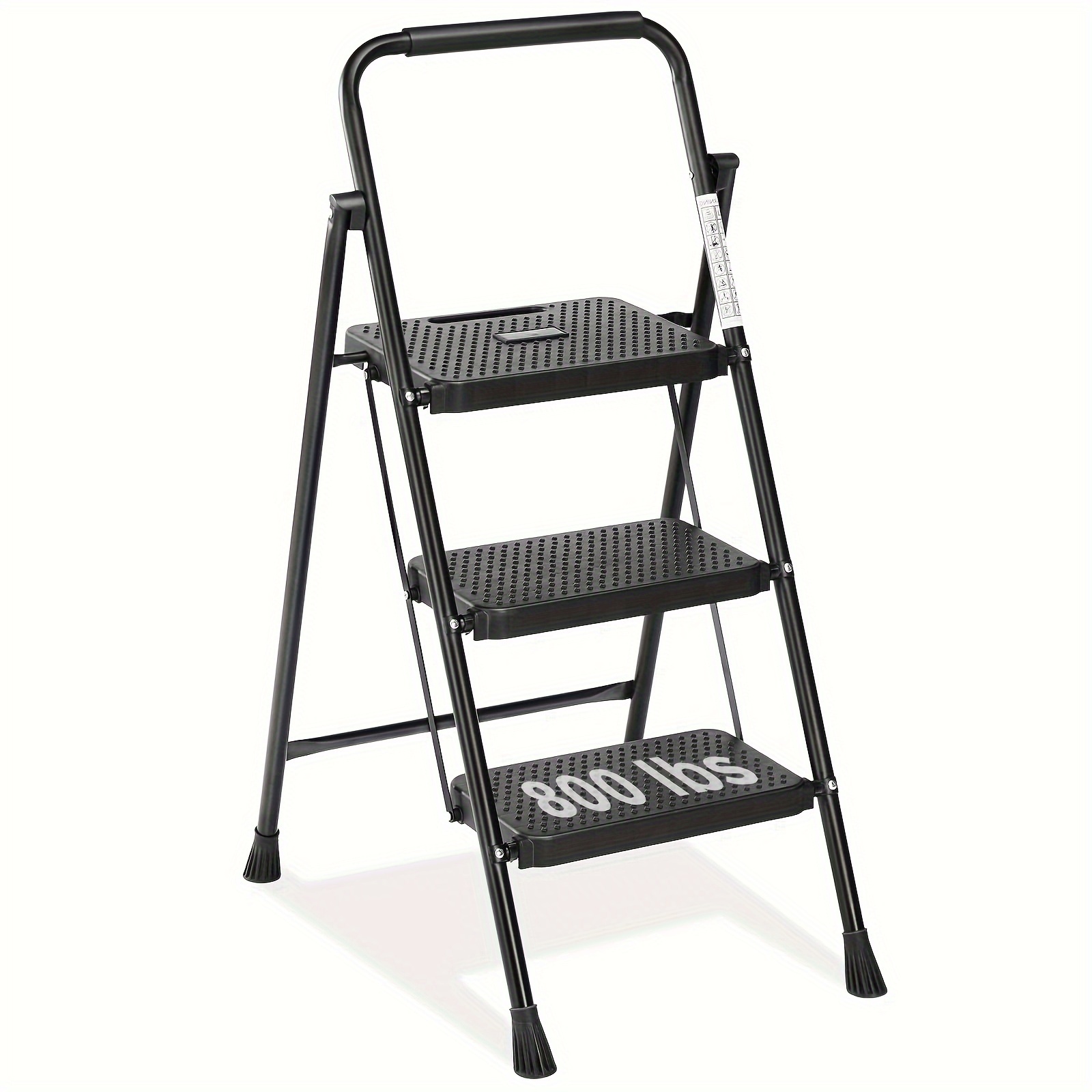 

Smug 3 Step Ladder, Folding Step Stool With Wide Anti-slip Pedal, 800lbs Sturdy Portable Ladder, Cushioned Handle, Lightweight Step Stool For Home Kitchen And Outdoor