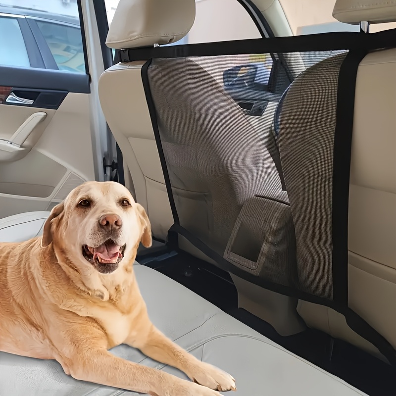 TEMU Organizador de Red de Seguridad Ajustable para Mascotas - de Poliéster Duradera para Perros con Bolsillo de Almacenamiento, Protector de Asiento