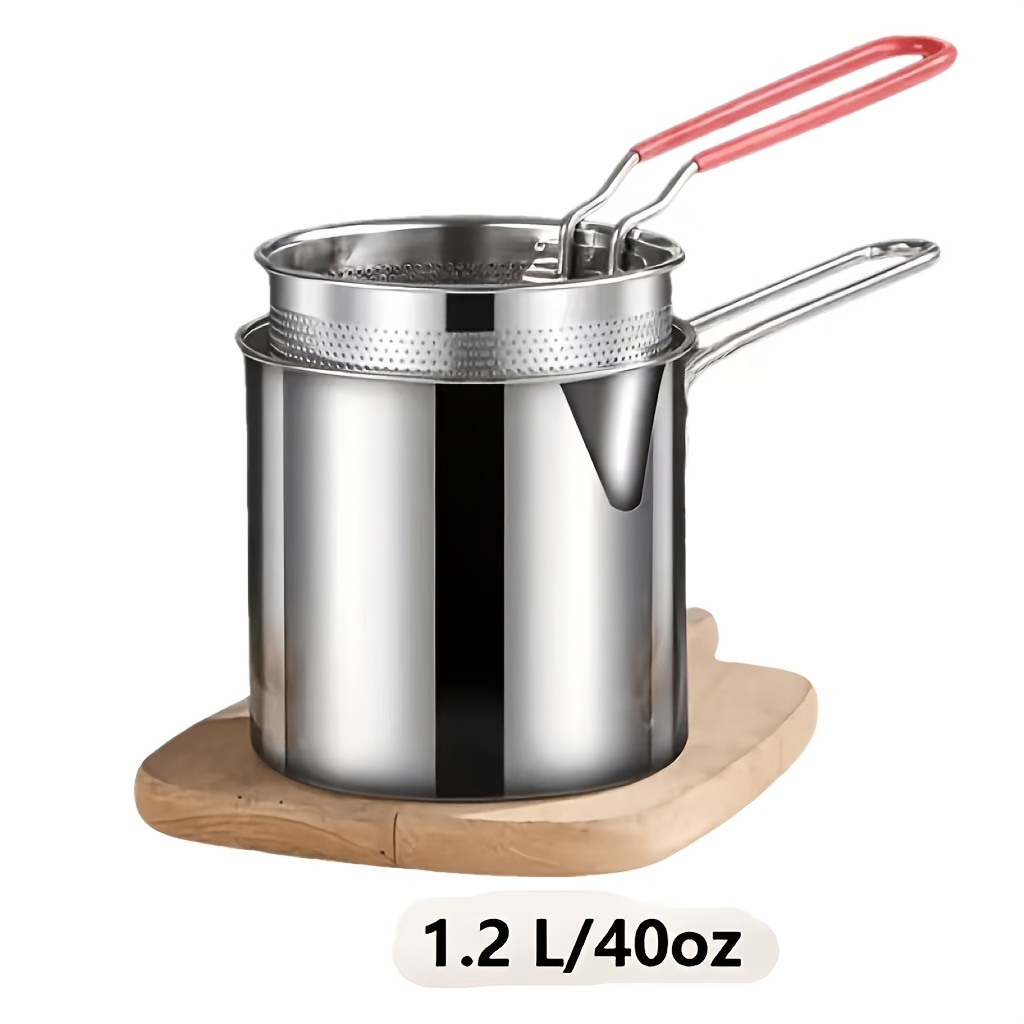 Stainless Steel Deep Fryer And Strainer Set - Compact And - Perfect For Crispy , Fries, Fish, And Chicken - Essential Kitchen Tool For