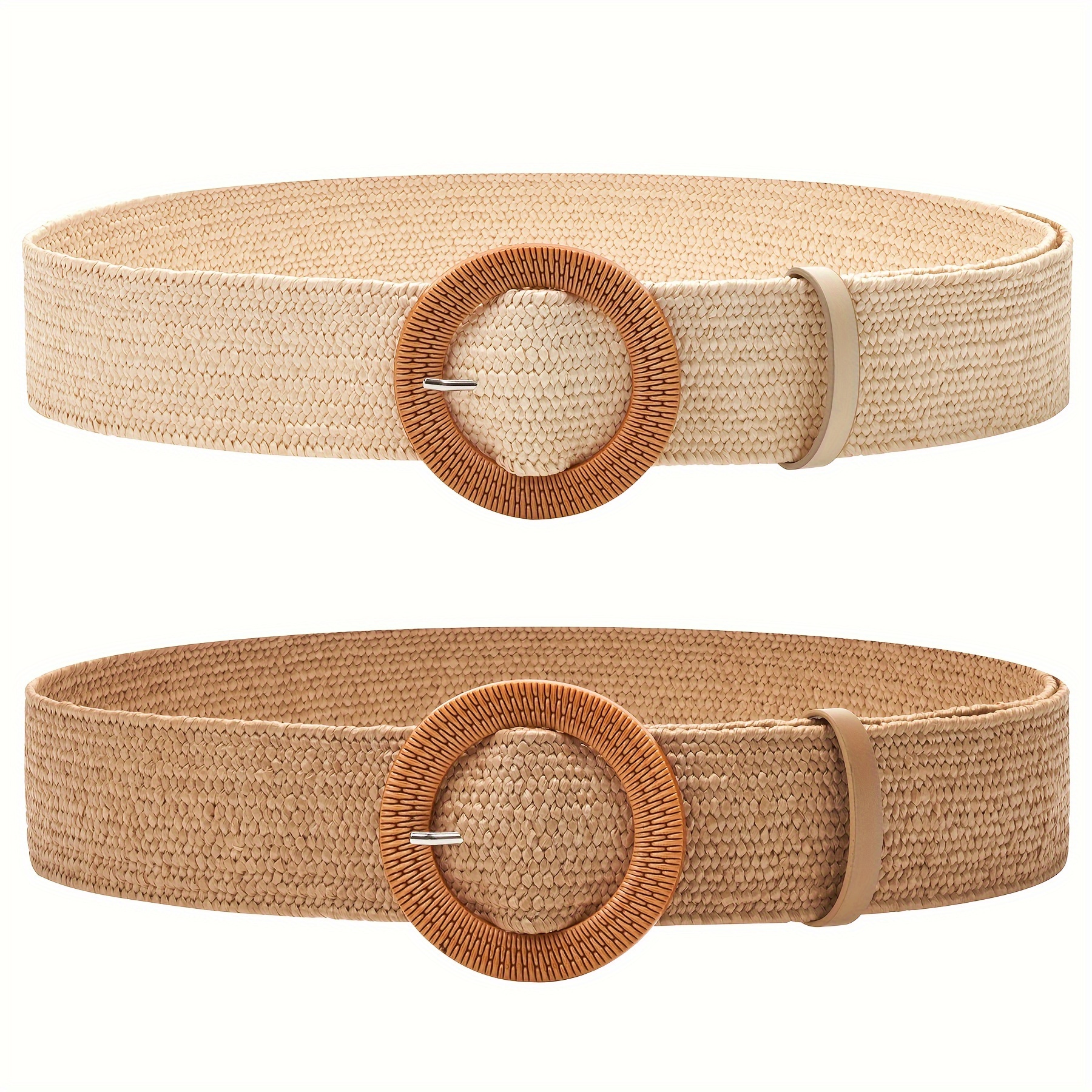 2 pack bohemian round buckle straw belt CoCoMangos Women main image 4