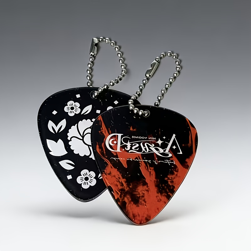 TEMU 2d Flat - 2d Plane - Guitar Pick Shaped Keychain, Music Theme, Double-sided Protective Film, Iron And Acrylic Material. Perfect For Decoration,