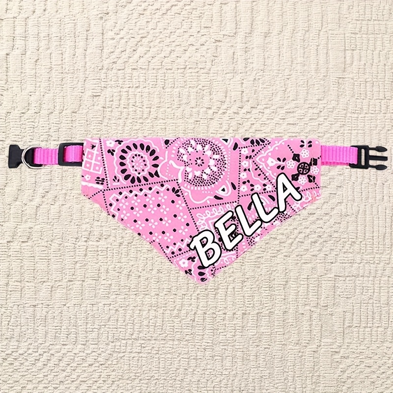 TEMU 1pc Customize Adjustable Multicolor Triangle Pet Scarf Saliva Towel Dog Scarf - Custom Name, Fashion Pattern Band Geometric Pattern, Puppy Under