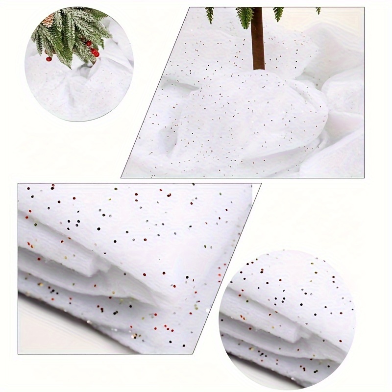 

Artificial Snow Blanket, White With Golden , Cotton Decor For Christmas, No Power Needed, Home & Kitchen Holiday Decor, 1pc