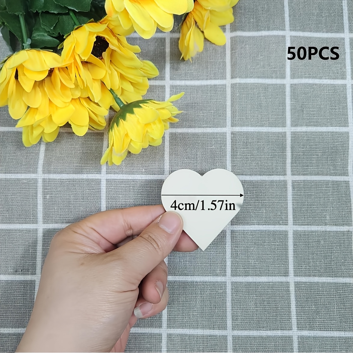 Image of 50pcs 4cm Unfinished Creative Slices For Hand-painted Doodle Accessories, Jewelry, Wooden Heart-shaped Home Decor, Mother's Day