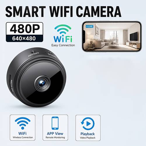 imagen del artículo cámara de seguridad inteligente para mascotas a9, video 480p adecuada para cámaras domésticas, visualización . opción ideal para garantizar la seguridad y como regalo de vacaciones, grabación en bucle sd, visión nocturna, , sin batería