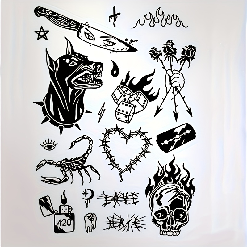 Image of Juice Tattoo Stickers - Waterproof, Durable, , Arm Sleeve Tattoo Stickers, Suitable For Men And Women, Fashionable Body Art Decals For And Body