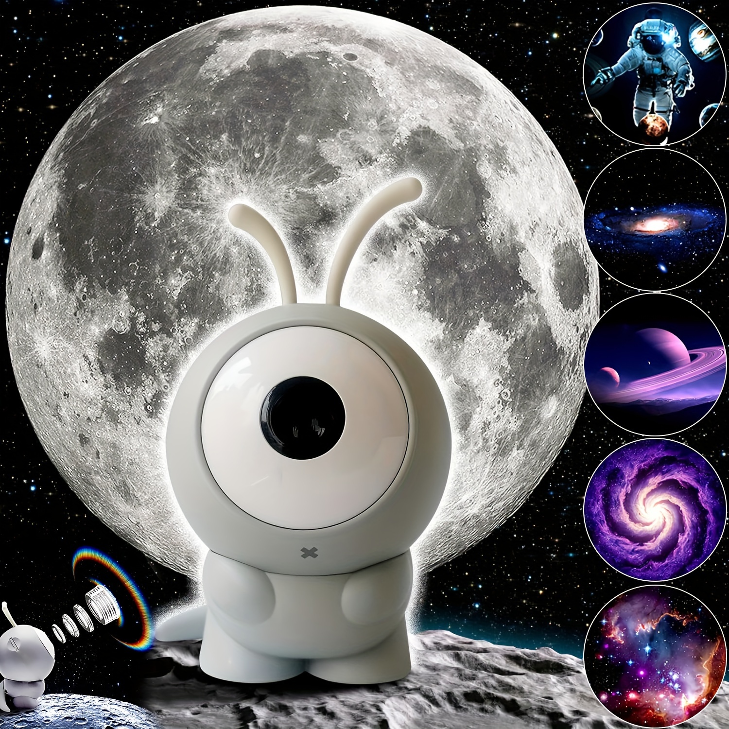 

1pc Monster Galaxy Projector Lamp, Star Projector Light With 6 Patterns, 360° Rotatable Cute Moon Projector For Bedroom Living Room, Desktop Gift For Friend Family Mother's Day And Lover