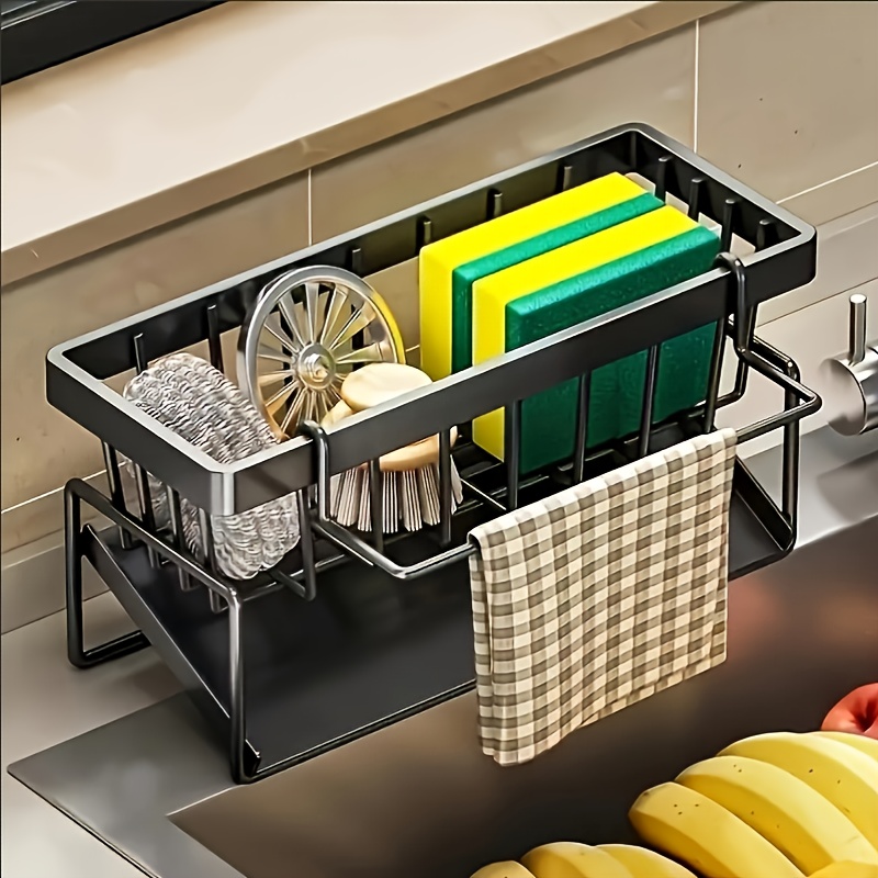 kitchen sink sponge draining rack self draining kitchen sink organizer sink rack can hold dish brushes rags soap scrubbing accessories baskets and containers for kitchen storage