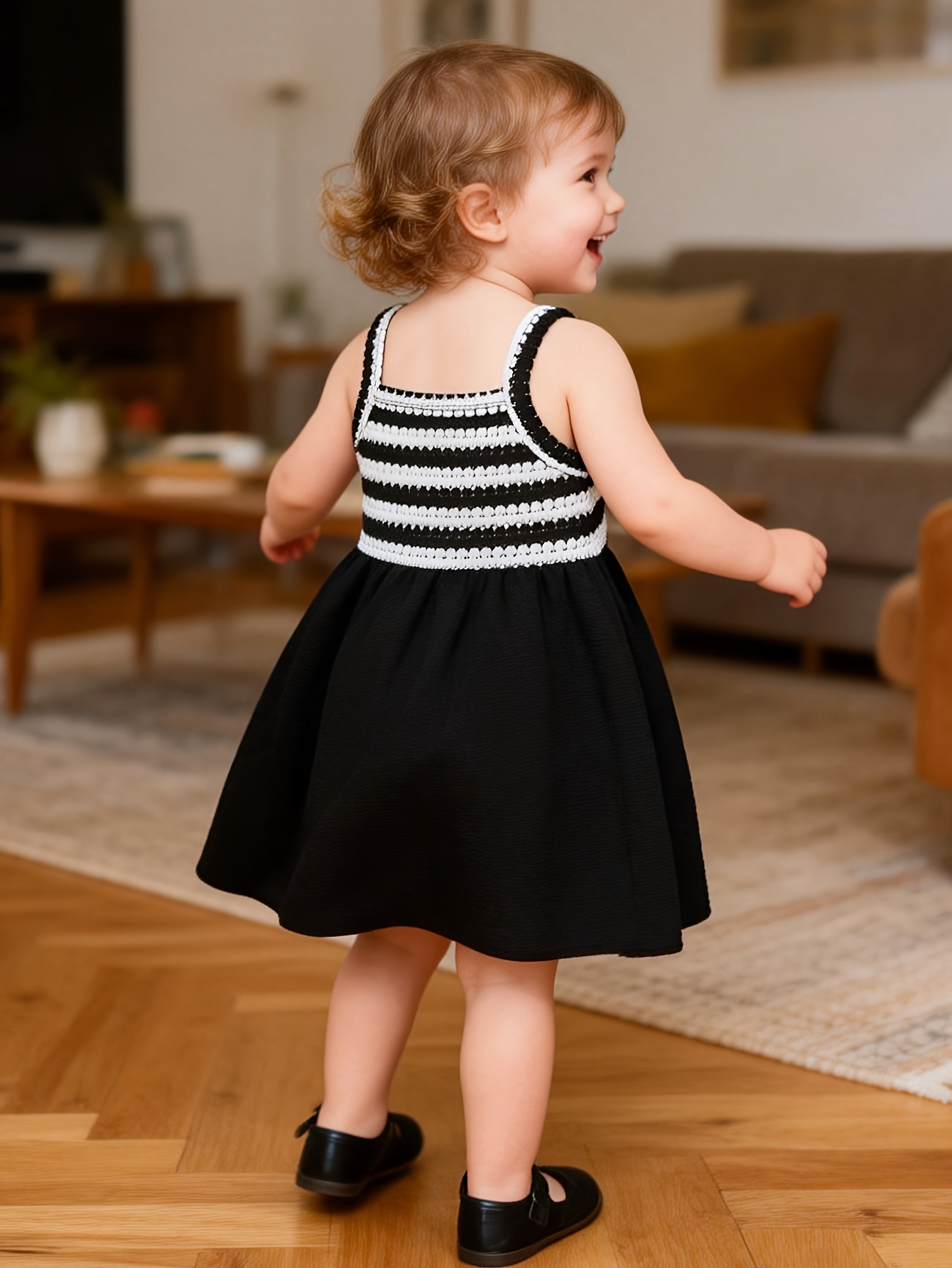 baby girl sleeveless dress black white striped jacquard - Temu Bahrain