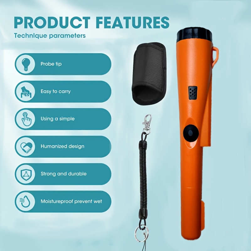 metal detector er wand 360 search treasure finder probe for hidden non metals like ring silvery copper iron and nails 9v battery not included details 0