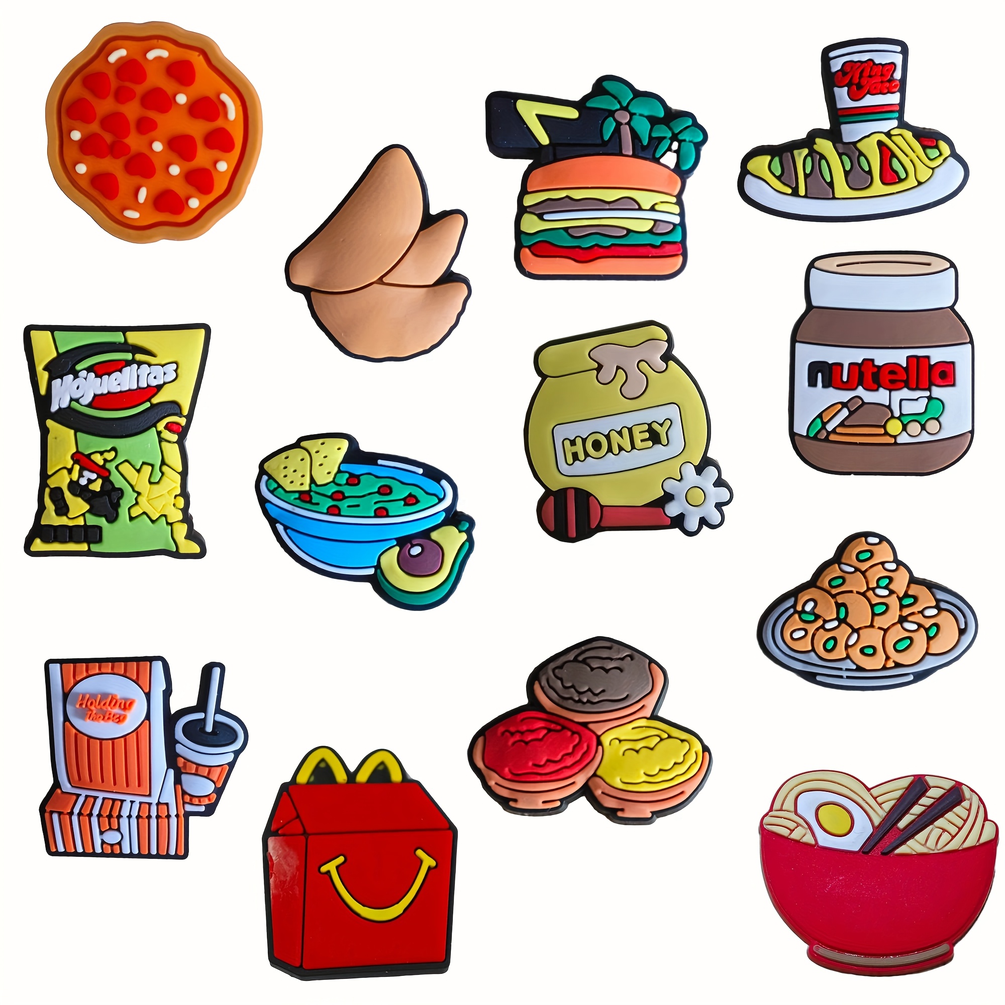 

13-pack Cute Food-themed Pvc Shoe Charms, Plastic Accessories For Sandals, Fun & Detachable Fashion Embellishments, Ideal For Diy Footwear Customization & Party Favors