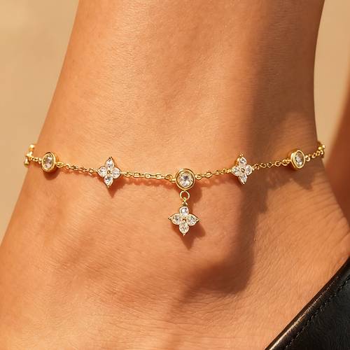 18k golden plated anklet womens delicate anklet with pendant stainless steel waterproof anklet suitable for beach daily wear mothers day valentines day gift