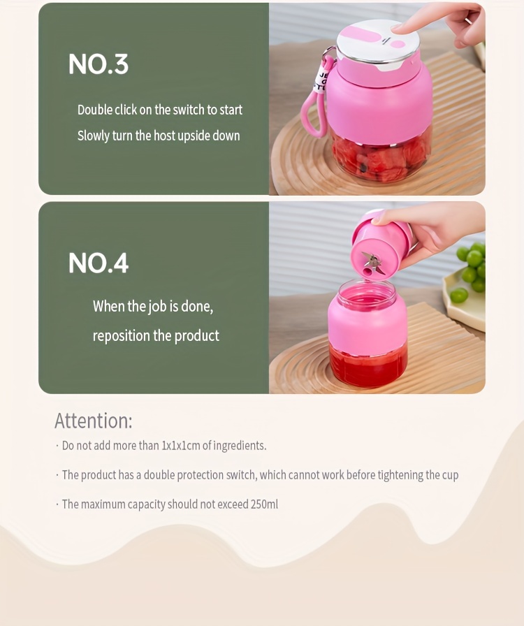 portable mini juicer cup with usb charging 1300mah rechargeable battery multi   squeezer for   details 12