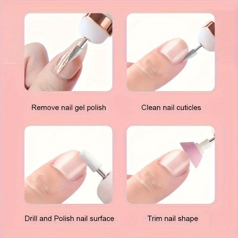 1 Set Portable Electric Nail File, Nail Pedicure Tool With Nail Drill Bits For Home And Salon Use, Get Professional Nail Art Effects At Home, Multiple Replacement Heads