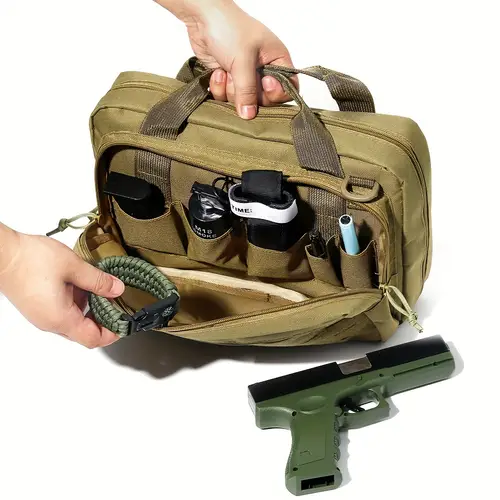 pistol case with 6 magazine pouches durable 600d oxford fabric firearm storage bag molle compatible for hunting shooting