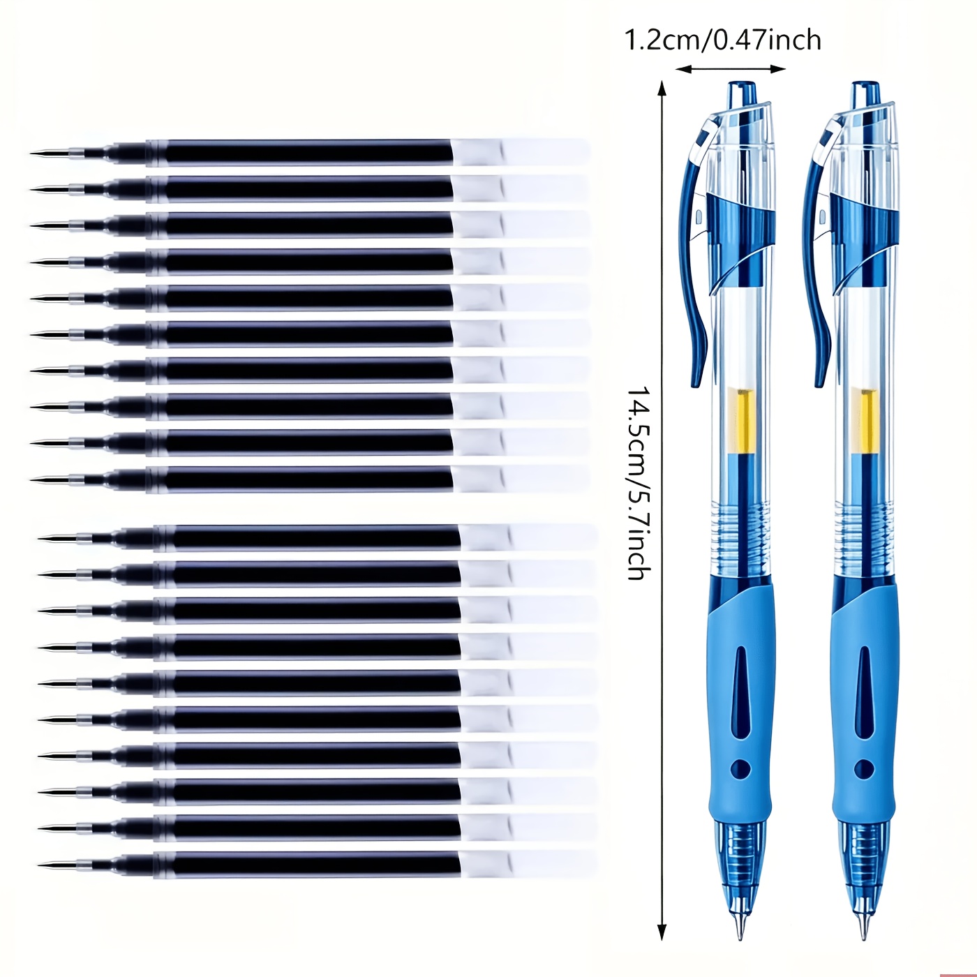 TEMU 22pcs Large Capacity Set, 0.5mm Fine Tip, Blue Ink, Ballpoint Pens, Comfortable Grip And Quick Drying, Smooth Writing, Ideal For Note-taking And