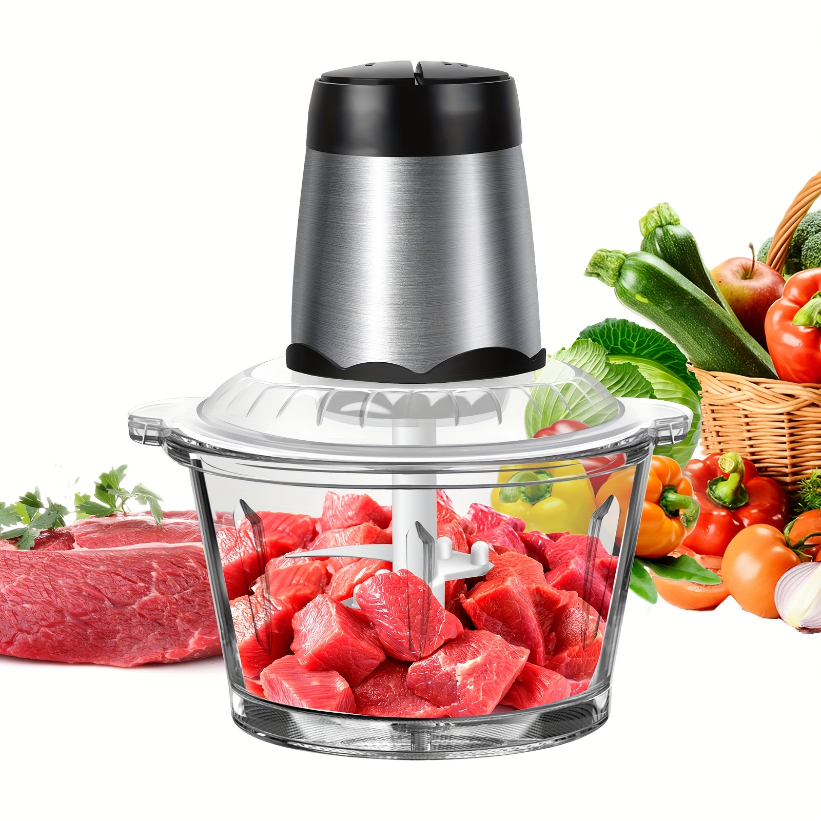 TEMU 2l Meat Grinder Electric Multi Blender Processor Vegetable Chopper Meat Blender Food Grinder For Kitchen, 2 , 4 For Fruits, Vegetable, Meat And
