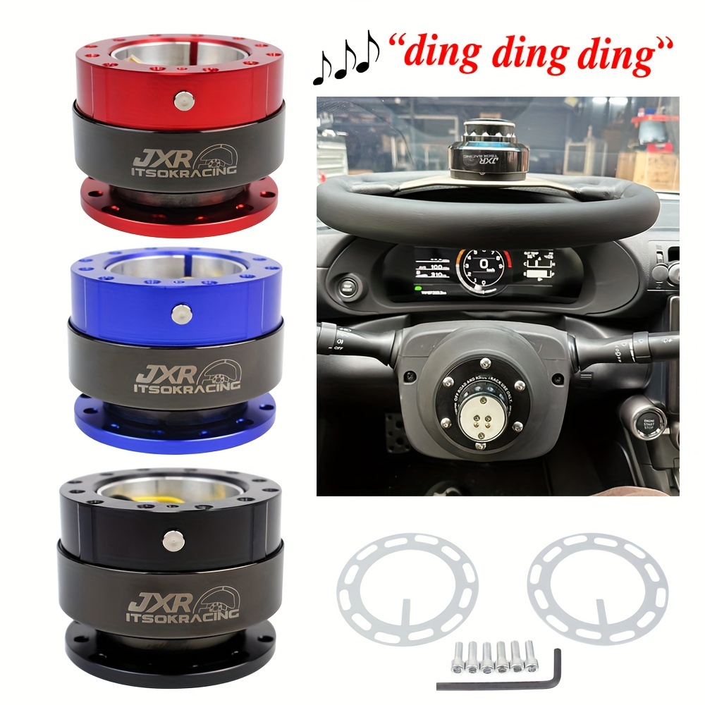 QYMOPAY 14" Universal Carbon Fiber Racing Steering Wheel - 3-Spoke, Quick Release, Black - View #10