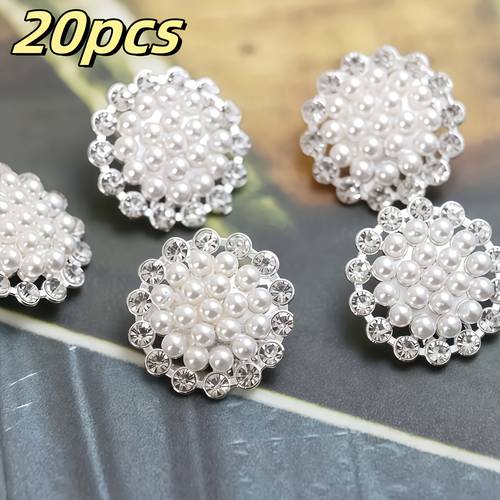 20pcs elegant with pearls vintage alloy button suitable for shirts dresses jackets crafts durable sewing buttons for clothing bags hats