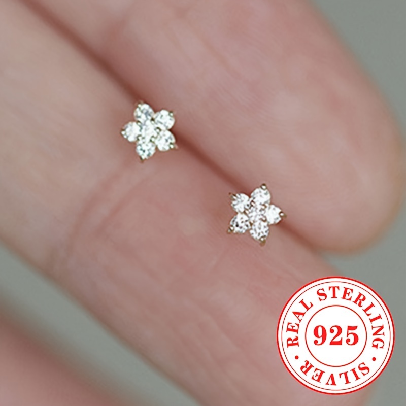 

Boucles d'oreilles pendantes en argent sterling 925 avec mini-fleur et pierre de , parfaites pour un et en vacances.