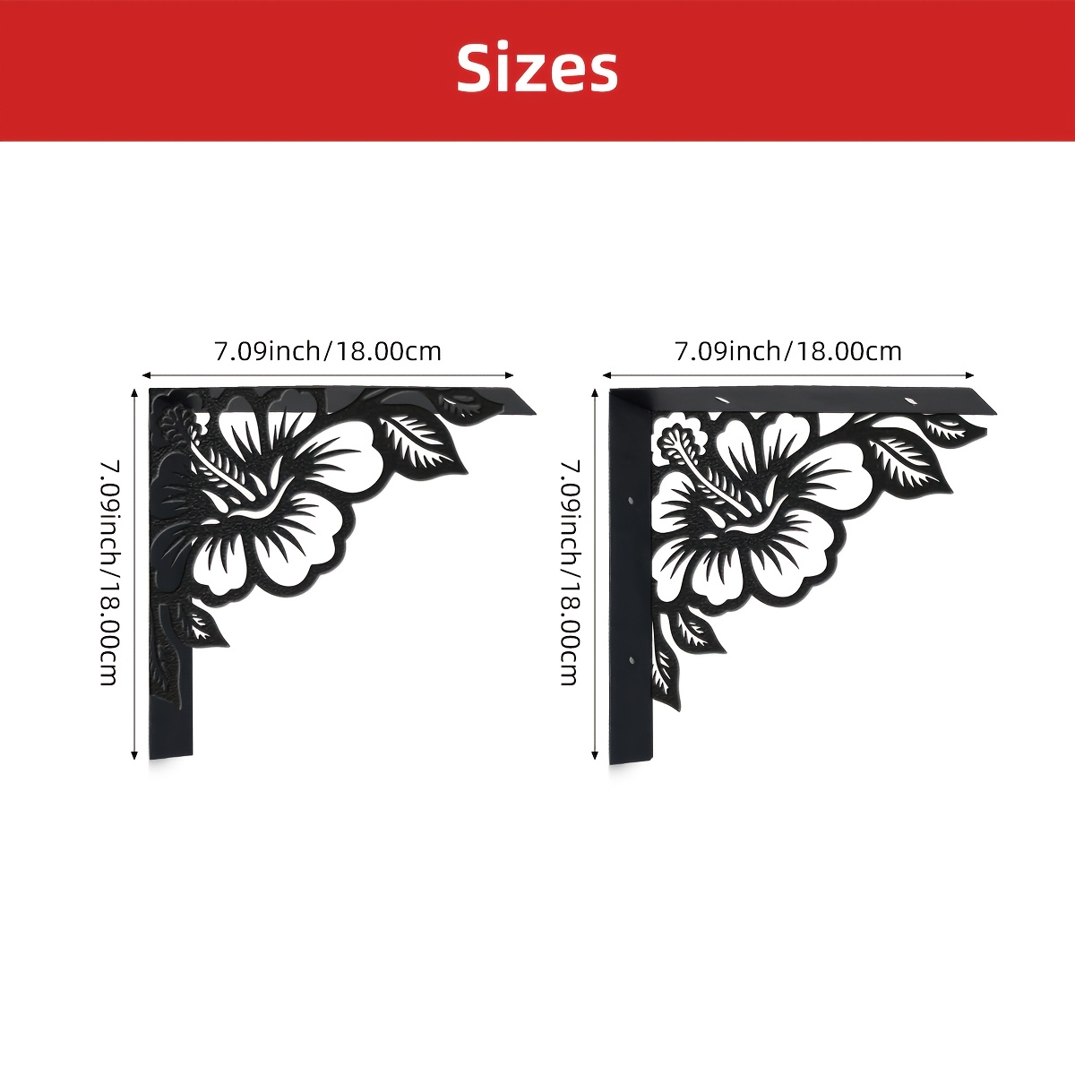 TEMU Lot de 2 étagères pratiques en métal de style hibiscus, pour plantes, fleurs, serviettes et autres objets ; murale ; parfaites pour un rangement