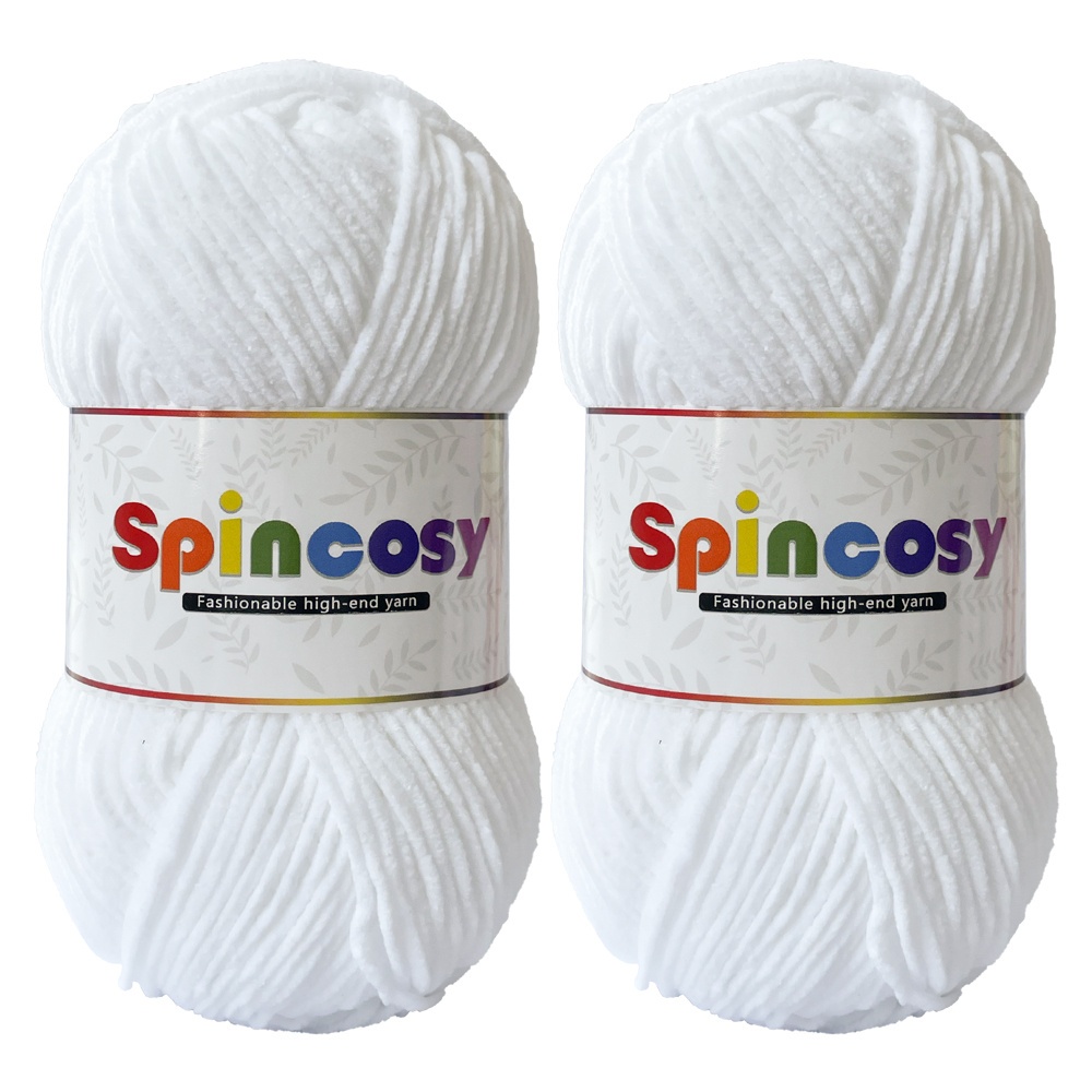 2-pack 100% Polyester Chenille Yarn Skeins, 2mm Medium-thick Soft, Suitable For Hand Crochet Pillows, Bags, Dolls And Other Handmade Projects