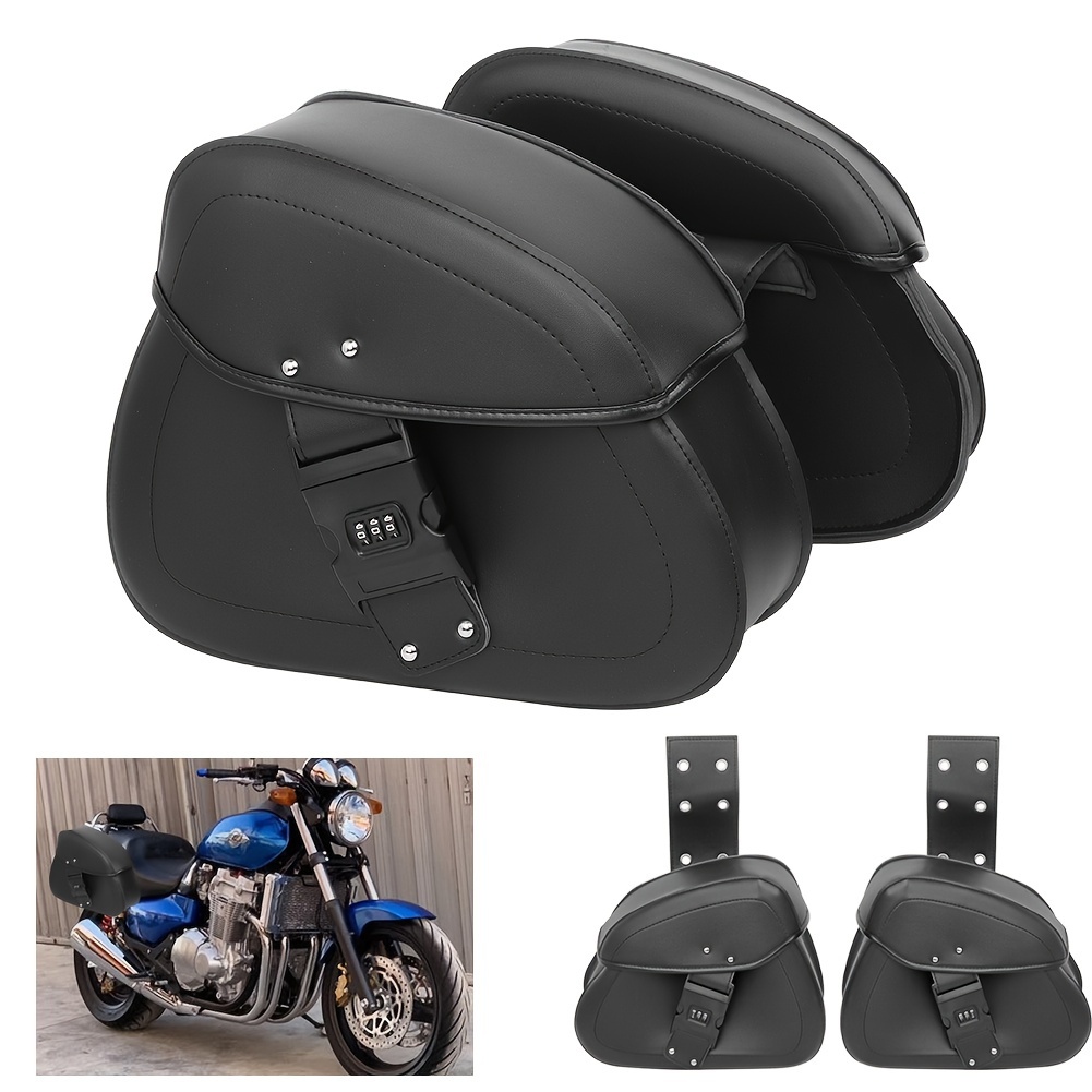 

Cherk Motorcycle Saddlebags - Universal Detachable Pu Leather Side Luggage For Motorcycles, Compatible With Honda, Harley, For , - Pair