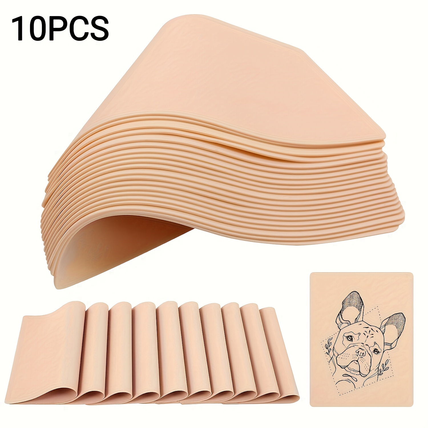 E-shop 10 Stück leere Tattoo-Übungshaut, Maße 19,3 cm x 14,48 cm, doppelseitige realistische Kunsthaut, geeignet für Anfänger – geeignet für