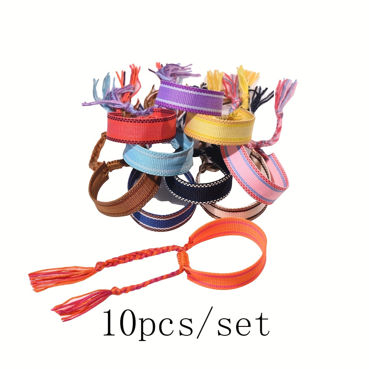 E-shop Böhmische handgefertigte Webarmband Glücksarmband Freundschaftsarmband Webhandseil 10er-Pack Verstellbarer Handstrickfaden