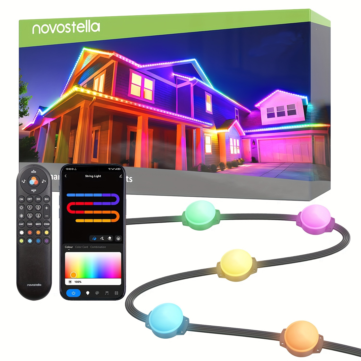 

Novostella 50ft/100ft , Rgb Ic , Led , App For Decorations, , Christmas, Hallowen, , ,