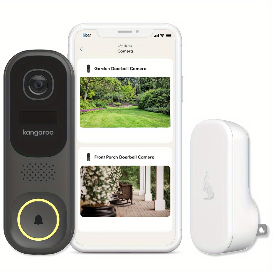 

Kangaroo Wireless Wifi Doorbell Camera With 2-way Audio - Hd Resolution, Night Vision, Voice Changer, Photo & Video Recording,, Rechargeable Battery, Wall Hanging, Ac Pin Power