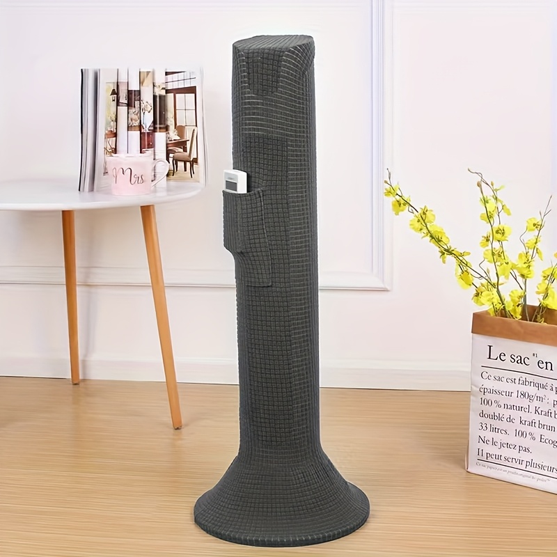 TEMU 1pc Nordic Style Solid Coverage Tower Fan Cover - Soft Breathable Fabric Protector With Adjustable Straps, Fits Most Tower Fans
